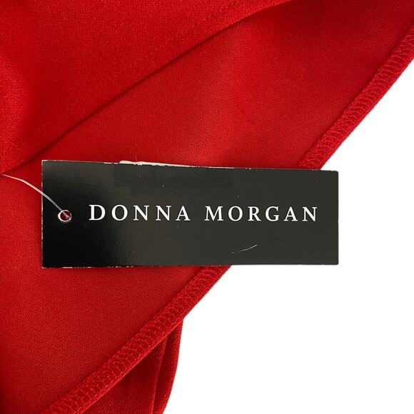 Donna Morgan Dress Red Short Sleeve Flutter Cap Top Size 8 New With Tags - Picture 9 of 11